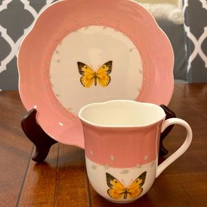 Vintage Lenox Butterfly Meadow mug and plate